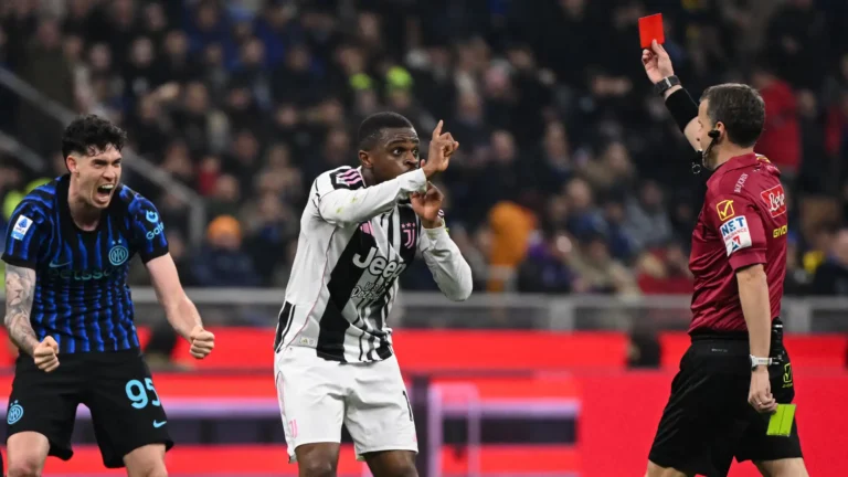 Juventus defender Pierre Kalulu shown a second yellow card against Inter as VAR protocol prevents review