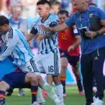 Leandro Paredes and Gavi during the Spain Argentina World Cup final brawl